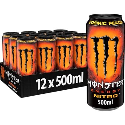 Monster Cable Energy® Nitro Cosmic Peach koffeinhaltiger Energy-Drink mit fruchtigem Pfirsich-Geschmack und Distickstoffoxid full Flavour, full Sugar in praktischen Einweg Dosen (12 x 500 ml) Monster Cable Energy® Nitro Cosmic Peach koffeinhaltiger Energy-Drink mit fruchtigem Pfirsich-Geschmack und Distickstoffoxid full Flavour, full Sugar in praktischen Einweg Dosen (12 x 500 ml)