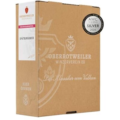Oberrotweiler Winzerverein eG Oberrotweiler Spätburgunder Wein-Box 3 Liter QbA SILBER 2026 AWC Vienna Rotwein ausdrucksstark und saftig im Geschmack Badischer Wein (1 x 3,0 l Bag-in-Box) Oberrotweiler Winzerverein eG Oberrotweiler Spätburgunder Wein-Box 3 Liter QbA SILBER 2026 AWC Vienna Rotwein ausdrucksstark und saftig im Geschmack Badischer Wein (1 x 3,0 l Bag-in-Box)