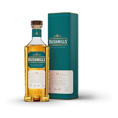 Bushmills 10 Years Single Malt Irish Whiskey 0,7 l 40% vol. 10 Jahre Sherry & Bourbon · reife Früchte, Vanille · dreifach destilliert Bushmills 10 Years Single Malt Irish Whiskey 0,7 l 40% vol. 10 Jahre Sherry & Bourbon · reife Früchte, Vanille · dreifach destilliert