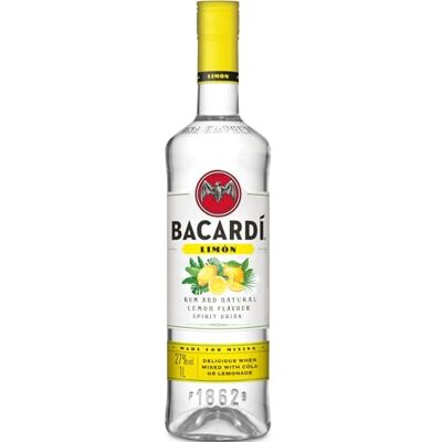 BACARDI BACARDÍ Limón, 27% Vol., 100 cl / 1 L, weißer Rum mit Zitrone, Limette und Grapefruit, frischer Zitrusgeschmack BACARDI BACARDÍ Limón, 27% Vol., 100 cl / 1 L, weißer Rum mit Zitrone, Limette und Grapefruit, frischer Zitrusgeschmack