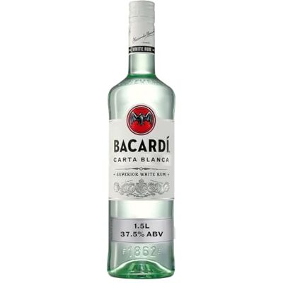 BACARDI Carta Blanca Superior White Rum 150 cl/1,5 L, 37,5 Vol-% Legendärer Weißer Karibik-Rum, Perfekt zum Mixen und für Cocktails BACARDI Carta Blanca Superior White Rum 150 cl/1,5 L, 37,5 Vol-% Legendärer Weißer Karibik-Rum, Perfekt zum Mixen und für Cocktails