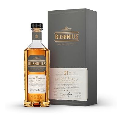 Bushmills 21 Years Single Malt Irish Whiskey 0,7 l 40% vol. 19 Jahre Bourbon & Oloroso-Sherry + 2 Jahre Madeira · Honig, Früchte, Haselnuss, Kakao, Toffee & Vanille Bushmills 21 Years Single Malt Irish Whiskey 0,7 l 40% vol. 19 Jahre Bourbon & Oloroso-Sherry + 2 Jahre Madeira · Honig, Früchte, Haselnuss, Kakao, Toffee & Vanille