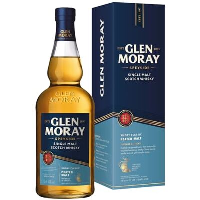 Glen Moray Peated, Schottischer Single Malt Whisky aus der Speyside, rauchig-torfiger Geschmack, mit Geschenkverpackung, 1 x 0,7 l Glen Moray Peated, Schottischer Single Malt Whisky aus der Speyside, rauchig-torfiger Geschmack, mit Geschenkverpackung, 1 x 0,7 l