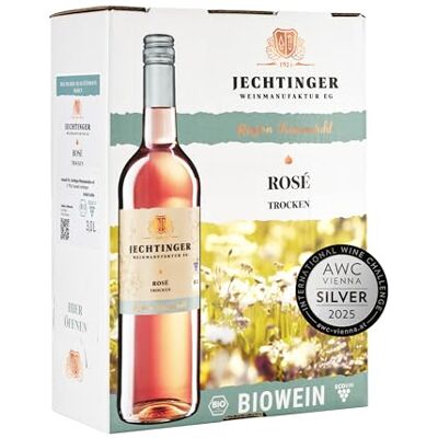Jechtinger Weinmanufaktur eG Jechtinger Bio Rosé trocken Wein-Box SILBER 2025 AWC Vienna Roséwein QbA trocken mit Aromen von Erdbeere & Himbeere Bio-Wein aus Baden (1 x 3,0 l Bag-in-Box) Jechtinger Weinmanufaktur eG Jechtinger Bio Rosé trocken Wein-Box SILBER 2025 AWC Vienna Roséwein QbA trocken mit Aromen von Erdbeere & Himbeere Bio-Wein aus Baden (1 x 3,0 l Bag-in-Box)