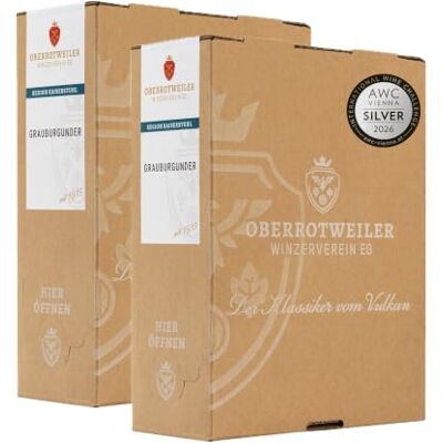 Oberrotweiler Winzerverein eG Oberrotweiler Grauburgunder Wein-Box 3 Liter QbA SILBER 2026 AWC Vienna zarte Fruchtaromen nach Pfirsich, Apfel und Zitrusfrüchten Badischer Wein (2 x 3,0 l Bag-in-Box) Oberrotweiler Winzerverein eG Oberrotweiler Grauburgunder Wein-Box 3 Liter QbA SILBER 2026 AWC Vienna zarte Fruchtaromen nach Pfirsich, Apfel und Zitrusfrüchten Badischer Wein (2 x 3,0 l Bag-in-Box)