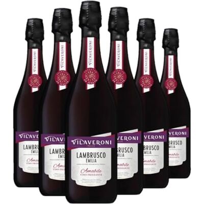 VILAVERONI Lambrusco Emilia IGT Amabile – Italienischer Rotwein Perlwein süß – 6 x 0,75L – Frizzante aus Emilia-Romagna, ideal als Aperitif VILAVERONI Lambrusco Emilia IGT Amabile – Italienischer Rotwein Perlwein süß – 6 x 0,75L – Frizzante aus Emilia-Romagna, ideal als Aperitif