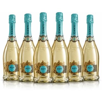 CANTI Asti DOCG Liberty Spumante 8%, italienischer spritziger Weißwein, Moscato-Traube aus Piemont, zarter und süßer Geschmack, 6x750 ml CANTI Asti DOCG Liberty Spumante 8%, italienischer spritziger Weißwein, Moscato-Traube aus Piemont, zarter und süßer Geschmack, 6x750 ml