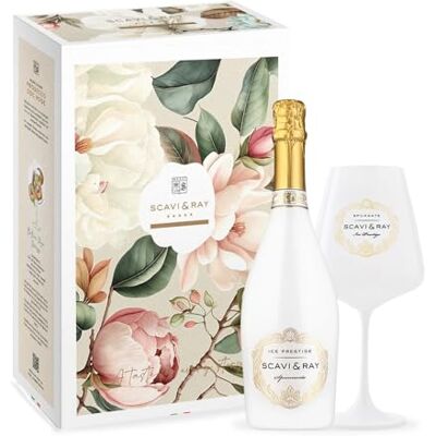 Scavi & Ray Ice Prestige Geschenkset mit Designglas 0,75l Halbtrockener fruchtig frischer Schaumwein aus Italien mit Designglas, 10,5% Vol., Genussmoment in stilvoller Geschenkbox Scavi & Ray Ice Prestige Geschenkset mit Designglas 0,75l Halbtrockener fruchtig frischer Schaumwein aus Italien mit Designglas, 10,5% Vol., Genussmoment in stilvoller Geschenkbox