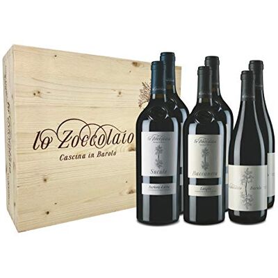 Lo Zoccolaio 2 Barbera d'Alba + 2 Langhe Baccanera + 2 Barolo Italien Wein Holzbox (6 x 0.75 l) Lo Zoccolaio 2 Barbera d'Alba + 2 Langhe Baccanera + 2 Barolo Italien Wein Holzbox (6 x 0.75 l)