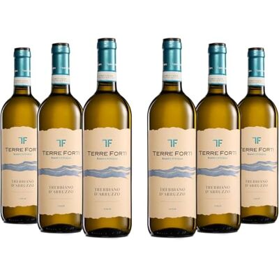 TERRE FORTI Trebbiano d'Abruzzo DOC, Italienischer Weißwein mit Milden und Mineralischen, Blumigen Noten, 12% Vol., Karton mit 6 Flaschen mit jeweils 750 ml TERRE FORTI Trebbiano d'Abruzzo DOC, Italienischer Weißwein mit Milden und Mineralischen, Blumigen Noten, 12% Vol., Karton mit 6 Flaschen mit jeweils 750 ml
