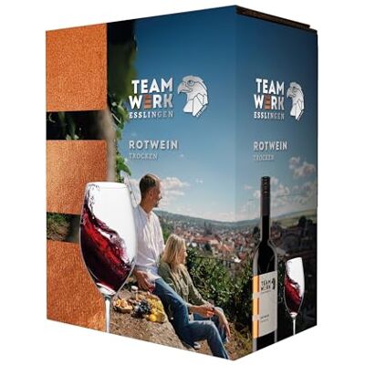Team Werk Esslingen Rotwein Trocken Bag in Box – Württemberger Cuvée aus Merlot, Zweigelt & Prior, trocken, 3,0 l Team Werk Esslingen Rotwein Trocken Bag in Box – Württemberger Cuvée aus Merlot, Zweigelt & Prior, trocken, 3,0 l