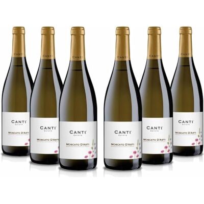 CANTI Weißer D.O.C.G. Spritzwein, Moscato d'Asti, italienische Traubensorte aus Piemont, fruchtiger und süßer Geschmack, 6x750 ml CANTI Weißer D.O.C.G. Spritzwein, Moscato d'Asti, italienische Traubensorte aus Piemont, fruchtiger und süßer Geschmack, 6x750 ml