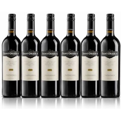 Sant'Orsola Valpolicella DOC Wein, aus Corvina-, Rondinella- und Molinara-Trauben, trockener Geschmack, vollmundig, herzhaft, 6x750 ml Sant'Orsola Valpolicella DOC Wein, aus Corvina-, Rondinella- und Molinara-Trauben, trockener Geschmack, vollmundig, herzhaft, 6x750 ml