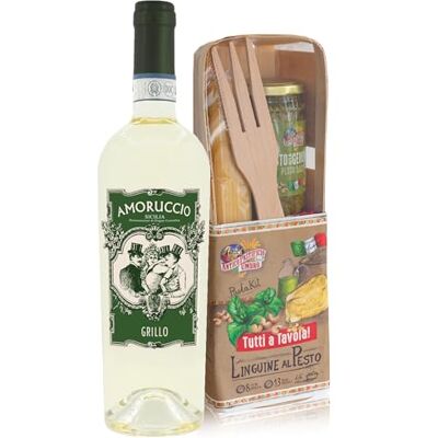 The Wine Guys Präsentpaket Italienische Gaumenfreuden: Amoruccio Grillo & Pesto Kochbox Set The Wine Guys Präsentpaket Italienische Gaumenfreuden: Amoruccio Grillo & Pesto Kochbox Set