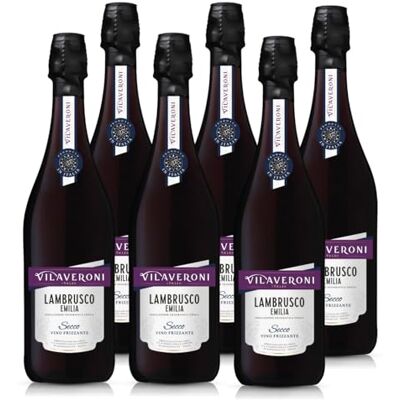 VILAVERONI Lambrusco Emilia IGT Secco – Italienischer Rotwein Perlwein trocken – 6 x 0,75L – Frizzante aus Emilia-Romagna, ideal als Aperitif VILAVERONI Lambrusco Emilia IGT Secco – Italienischer Rotwein Perlwein trocken – 6 x 0,75L – Frizzante aus Emilia-Romagna, ideal als Aperitif