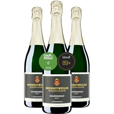 Oberrotweiler Winzerverein eG Oberrotweiler Chardonnay Sekt Brut 89+ Punkte 2026 Falstaff hochwertiges Sekt-Geschenk für Frauen und Männer, Badischer Winzersekt Flaschengärung (3 x 0,75l) Oberrotweiler Winzerverein eG Oberrotweiler Chardonnay Sekt Brut 89+ Punkte 2026 Falstaff hochwertiges Sekt-Geschenk für Frauen und Männer, Badischer Winzersekt Flaschengärung (3 x 0,75l)