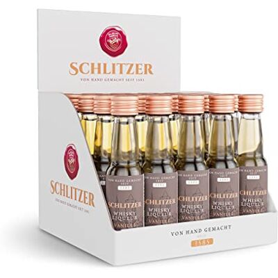 Schlitzer Destillerie Schlitzer Whisky-Liqueur Minis Vanille – 25 x 0,02L Mini-Flaschen – Whisky Likör mit feiner Vanillenote, handgefertigt & stilvoll verpackt Schlitzer Destillerie Schlitzer Whisky-Liqueur Minis Vanille – 25 x 0,02L Mini-Flaschen – Whisky Likör mit feiner Vanillenote, handgefertigt & stilvoll verpackt