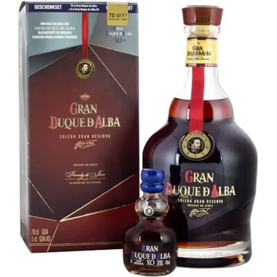Gran Duque De Alba Brandy de Jerez 700ml mit Mini GDA XO 50ml Mehrfach ausgezeichneter Brandy u.a mit Gold bei der San Francisco World Spirits Competition 700ml + 50ml 40% Vol. Gran Duque De Alba Brandy de Jerez 700ml mit Mini GDA XO 50ml Mehrfach ausgezeichneter Brandy u.a mit Gold bei der San Francisco World Spirits Competition 700ml + 50ml 40% Vol.