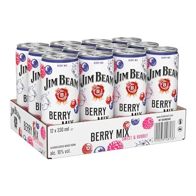 Beam Berry Mix, Alkoholisches Mixgetränk mit Schwarzkirschengeschmack und Whiskey, 10 Prozent Vol., Einweg, 12 x 330ml Beam Berry Mix, Alkoholisches Mixgetränk mit Schwarzkirschengeschmack und Whiskey, 10 Prozent Vol., Einweg, 12 x 330ml