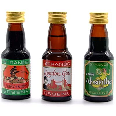AlcoFermBrew London Gin + Jaktsnaps + Absinth Aromaset 3x25ml – Alkoholfreie Essenz für Hausgemachten Wodka, Kräuterliköre und Cocktails AlcoFermBrew London Gin + Jaktsnaps + Absinth Aromaset 3x25ml – Alkoholfreie Essenz für Hausgemachten Wodka, Kräuterliköre und Cocktails