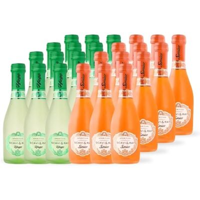 Scavi & Ray Piccolo Mix Set Hugo & Sprizz 5,5% Vol. 24x0,2l Mediterrane Aperitif-Spezialitäten mit Hugo Aperitivo und Sprizz Aperitivo, stilvoller Genuss für unterwegs und Momente Scavi & Ray Piccolo Mix Set Hugo & Sprizz 5,5% Vol. 24x0,2l Mediterrane Aperitif-Spezialitäten mit Hugo Aperitivo und Sprizz Aperitivo, stilvoller Genuss für unterwegs und Momente