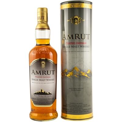 Amrut Indian Peated Single Malt 700 ml 46% Vol. Fruchtiger Geschmack Rauch & Eiche Stark getroft & hoch aromatisch Auf 1000 Höhenmetern gereift Mit Geschenkverpackung Amrut Indian Peated Single Malt 700 ml 46% Vol. Fruchtiger Geschmack Rauch & Eiche Stark getroft & hoch aromatisch Auf 1000 Höhenmetern gereift Mit Geschenkverpackung