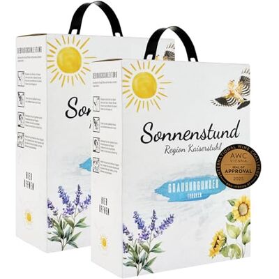 Sonnenstund Grauburgunder trocken 3 Liter Wein-Box SILBER 2026 AWC Vienna Zarte Fruchtaromen nach Pfirsich, Apfel und Zitrusfrüchten, Grauer Burgunder QbA vom Kaiserstuhl (2 x 3,0 l Bag-in-Box) Sonnenstund Grauburgunder trocken 3 Liter Wein-Box SILBER 2026 AWC Vienna Zarte Fruchtaromen nach Pfirsich, Apfel und Zitrusfrüchten, Grauer Burgunder QbA vom Kaiserstuhl (2 x 3,0 l Bag-in-Box)