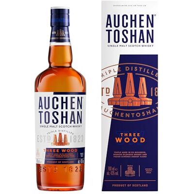 Auchentoshan Three Wood Single Malt Scotch Whisky mit Geschenkverpackung karamell-nussiger Geschmack 43% Vol 700ml Einzelflasche Auchentoshan Three Wood Single Malt Scotch Whisky mit Geschenkverpackung karamell-nussiger Geschmack 43% Vol 700ml Einzelflasche