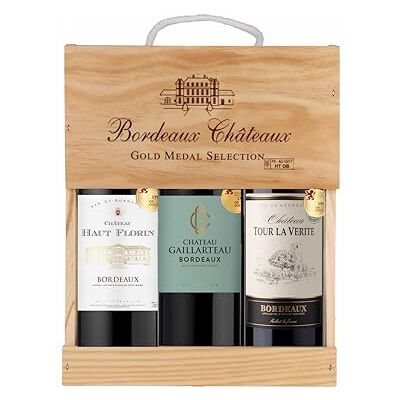 La Grande Vinothèque Selection Bordeaux Wein Set Rotwein mit Goldmedaille in Holzkiste Ideal als Geschenk Herkunft : Frankreich (3 x 0.75 l) La Grande Vinothèque Selection Bordeaux Wein Set Rotwein mit Goldmedaille in Holzkiste Ideal als Geschenk Herkunft : Frankreich (3 x 0.75 l)