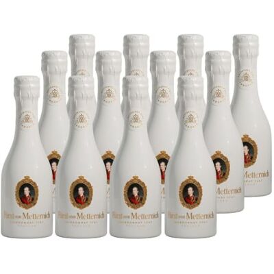 Fürst von Metternich Chardonnay Sekt Trocken Piccolo (12 x 0,2 l) Edler Premiumsekt aus deutschen Weinbaugebieten, in hochwertiger, weißer Kleinflasche, ideal für unterwegs oder zur Hochzeit Fürst von Metternich Chardonnay Sekt Trocken Piccolo (12 x 0,2 l) Edler Premiumsekt aus deutschen Weinbaugebieten, in hochwertiger, weißer Kleinflasche, ideal für unterwegs oder zur Hochzeit