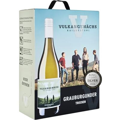 Oberrotweil Vulkangewächs Grauburgunder Wein-Box 3 Liter QbA trocken SILBER 2026 AWC Vienna Weisswein vom Lößboden mit kräftigem Körper & zarten Zitrusaromen Wein vom Kaiserstuhl (1 x 3,0 l Bag-in-Box) Oberrotweil Vulkangewächs Grauburgunder Wein-Box 3 Liter QbA trocken SILBER 2026 AWC Vienna Weisswein vom Lößboden mit kräftigem Körper & zarten Zitrusaromen Wein vom Kaiserstuhl (1 x 3,0 l Bag-in-Box)