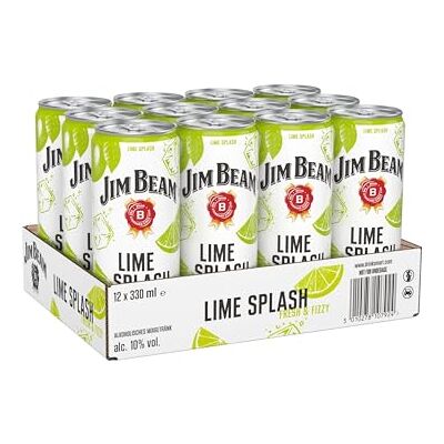 Beam Bourbon & Lime Splash Dose Kentucky Straight Bourbon Whiskey mit Limettenlimonade eine perfekte Mischung 10% Vol Einweg, 12 x 330ml Beam Bourbon & Lime Splash Dose Kentucky Straight Bourbon Whiskey mit Limettenlimonade eine perfekte Mischung 10% Vol Einweg, 12 x 330ml