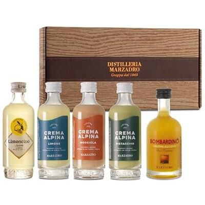 Marzadro Crema Alpina Likör 5 Sorten Mignon Set, 5 x 5 cl Marzadro Crema Alpina Likör 5 Sorten Mignon Set, 5 x 5 cl