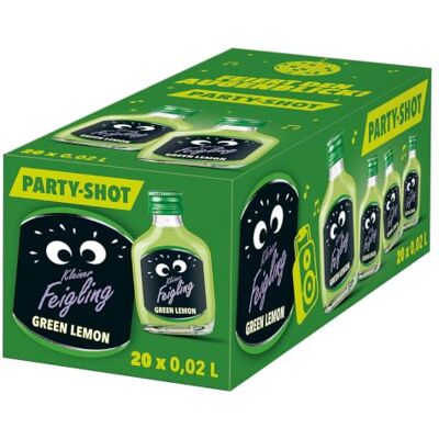 Kleiner Feigling Green Lemon, Vodka-Likör mit Limette, 20 x 20ml, 15% Vol. Spritzig-fruchtiger Shot mit Limettengeschmack, Knalliges Grün, Kult seit 1992, Ideal für Partys und Sommerabende Kleiner Feigling Green Lemon, Vodka-Likör mit Limette, 20 x 20ml, 15% Vol. Spritzig-fruchtiger Shot mit Limettengeschmack, Knalliges Grün, Kult seit 1992, Ideal für Partys und Sommerabende