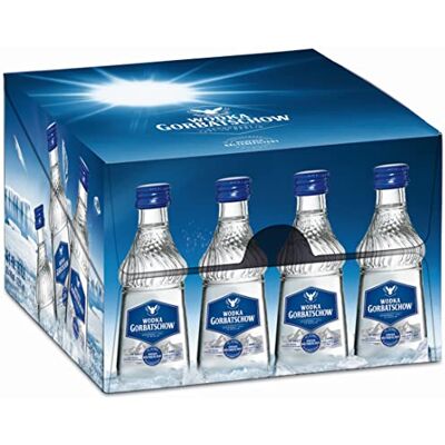 Gorbatschow Wodka 37,5 Prozent vol. (20 x 0,04 l) Premium Vodka im Kleinformat rein, mild und klar, sowohl als Longdrink oder Cocktail als auch pur auf Eis Gorbatschow Wodka 37,5 Prozent vol. (20 x 0,04 l) Premium Vodka im Kleinformat rein, mild und klar, sowohl als Longdrink oder Cocktail als auch pur auf Eis