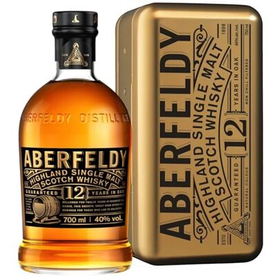 Aberfeldy 12 Jahre Single Malt Scotch Whisky in Goldbarren-Dose, 40 Vol.-%, 70 cl/700 ml, Premium-Whisky-Geschenk, in vier verschiedenen Fassarten gereift Aberfeldy 12 Jahre Single Malt Scotch Whisky in Goldbarren-Dose, 40 Vol.-%, 70 cl/700 ml, Premium-Whisky-Geschenk, in vier verschiedenen Fassarten gereift