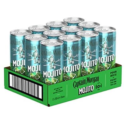 Captain Morgan White Rum Mojito, Erfrischendes Mixgetränk mit 10 Prozent Alkohol, 12 Dosen x 250 ml (EINWEG Verpackung), Weißer Rum mit Limetten- und Minzgeschmack für unterwegs Captain Morgan White Rum Mojito, Erfrischendes Mixgetränk mit 10 Prozent Alkohol, 12 Dosen x 250 ml (EINWEG Verpackung), Weißer Rum mit Limetten- und Minzgeschmack für unterwegs
