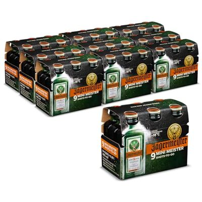 Jägermeister – 90 x 0,02 l Mini Meister Shots Premium Kräuterlikör 35% Vol. – 56 erlesene Kräuter – Kalt mazeriertes Elixier – Im Eichenfass gelagert – Das Original aus Wolfenbüttel Jägermeister – 90 x 0,02 l Mini Meister Shots Premium Kräuterlikör 35% Vol. – 56 erlesene Kräuter – Kalt mazeriertes Elixier – Im Eichenfass gelagert – Das Original aus Wolfenbüttel