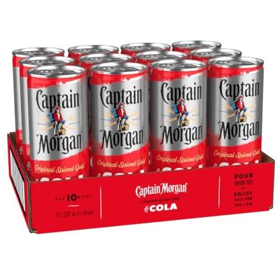 Captain Morgan Original Spiced Gold & Cola Mix-Getränk, 10% Vol, 12x250ml Original Spiced Gold & Cola Mix-Getränk, Premium Rum Blend in erfrischender Kombo, 10% Vol,12x250ml Captain Morgan Original Spiced Gold & Cola Mix-Getränk, 10% Vol, 12x250ml Original Spiced Gold & Cola Mix-Getränk, Premium Rum Blend in erfrischender Kombo, 10% Vol,12x250ml
