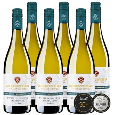 Oberrotweiler Winzerverein eG Oberrotweiler Weißburgunder & Chardonnay trocken – GOLD 2025 AWC Vienna – harmonische Weißwein Cuvée mit eleganter Frische & feiner Frucht, Qualitätswein Anbaugebiet Kaiserstuhl (6 x 0,75l) Oberrotweiler Winzerverein eG Oberrotweiler Weißburgunder & Chardonnay trocken – GOLD 2025 AWC Vienna – harmonische Weißwein Cuvée mit eleganter Frische & feiner Frucht, Qualitätswein Anbaugebiet Kaiserstuhl (6 x 0,75l)