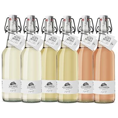 Schladerer Brennerei Zur Alten Mühle Alte Birne, Himbeere und Marille Spirituose in der klassischen Bügelflasche Spirituose fassgereift im Schwarzwald, 6 x 0.5l Schladerer Brennerei Zur Alten Mühle Alte Birne, Himbeere und Marille Spirituose in der klassischen Bügelflasche Spirituose fassgereift im Schwarzwald, 6 x 0.5l