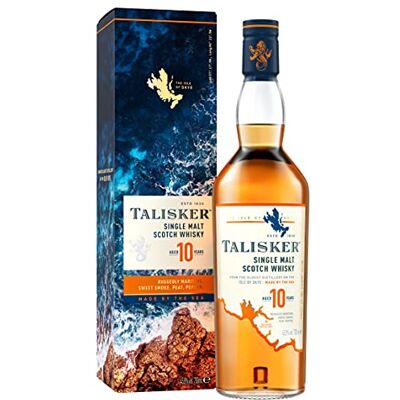Talisker 10 Jahre, aromatischer Single Malt Scotch Whisky, mit Geschenkverpackung, handverlesen von der schottischen Insel Skye, 45,8% vol, 700ml Einzelflasche Talisker 10 Jahre, aromatischer Single Malt Scotch Whisky, mit Geschenkverpackung, handverlesen von der schottischen Insel Skye, 45,8% vol, 700ml Einzelflasche
