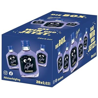 Kleiner Feigling Special Edition Blueberry (20 x 20 ml) – Feinster Vodka – Fruchtige Blaubeere – Der kultige Feier-Schnaps für jede Feier – Frech, fruchtiger Shot – 15 % Vol. Kleiner Feigling Special Edition Blueberry (20 x 20 ml) – Feinster Vodka – Fruchtige Blaubeere – Der kultige Feier-Schnaps für jede Feier – Frech, fruchtiger Shot – 15 % Vol.