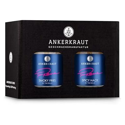 Ankerkraut x Tim Raue "Genieblitz" Gewürz-Box, Gewürze-Set mit Spicy Hack und Smoky Fries, Hackfleisch und Pommes Frites á la Gorumet zubereiten, 250 g im Set Ankerkraut x Tim Raue "Genieblitz" Gewürz-Box, Gewürze-Set mit Spicy Hack und Smoky Fries, Hackfleisch und Pommes Frites á la Gorumet zubereiten, 250 g im Set