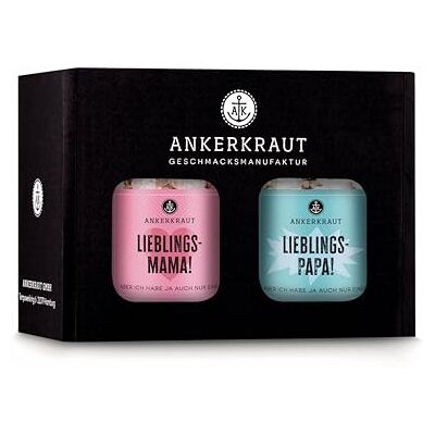 Ankerkraut Lieblingseltern Geschenk-Box, Geschenk zum Muttertag, Geschenk zum Vatertag, mit Rosa Bergsalz und Chili-Salz, Sonderedition, 315 g Ankerkraut Lieblingseltern Geschenk-Box, Geschenk zum Muttertag, Geschenk zum Vatertag, mit Rosa Bergsalz und Chili-Salz, Sonderedition, 315 g