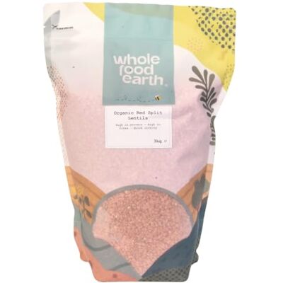 Wholefood Earth Bio-Rote Spaltlinsen 3 kg gentechnikfrei Vegan Hoher Ballaststoffgehalt Hoher Proteingehalt Aus kontrolliert biologischem Anbau Wholefood Earth Bio-Rote Spaltlinsen 3 kg gentechnikfrei Vegan Hoher Ballaststoffgehalt Hoher Proteingehalt Aus kontrolliert biologischem Anbau