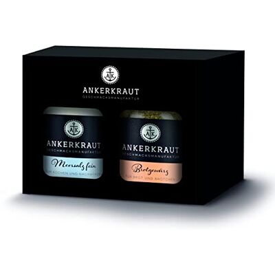 Ankerkraut Einzugsgeschenk 2er-Box, Geschenk zum Einzug aus Brotgewürz und Meersalz fein, im Korkenglas Ankerkraut Einzugsgeschenk 2er-Box, Geschenk zum Einzug aus Brotgewürz und Meersalz fein, im Korkenglas