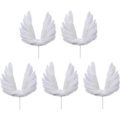 Opemg 5 Stück weiße Engelsflügel-Kuchenaufsätze, Feder-Cupcake-Topper, Happy Birthday Party, Kuchendekoration, Babyparty, Cupcake-Topper, Jahrestag, Hochzeit, Kuchendekorationen Opemg 5 Stück weiße Engelsflügel-Kuchenaufsätze, Feder-Cupcake-Topper, Happy Birthday Party, Kuchendekoration, Babyparty, Cupcake-Topper, Jahrestag, Hochzeit, Kuchendekorationen