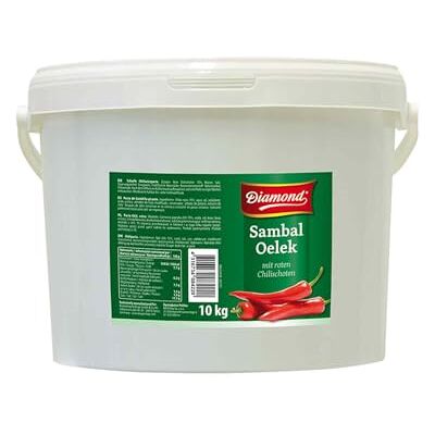Diamond Sambal Oelek, Feurig scharfe Paste aus roten Chilischote, zum Verfeinern von Wok-Gerichten, Reispfannen & Bratnudeln 1 x 10 kg Diamond Sambal Oelek, Feurig scharfe Paste aus roten Chilischote, zum Verfeinern von Wok-Gerichten, Reispfannen & Bratnudeln 1 x 10 kg