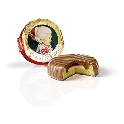 Reber Constanze Mozart-Pastete, Alpenmilch-Schokolade, Honig-Sahne-Trüffel, Nougat, Pistazienmarzipan, 9 Stück Reber Constanze Mozart-Pastete, Alpenmilch-Schokolade, Honig-Sahne-Trüffel, Nougat, Pistazienmarzipan, 9 Stück